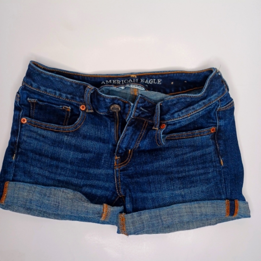 AmericanEagle  Outfitters Jean Shorts  Women's 4 Blue Denim Cotton Super Stretch
